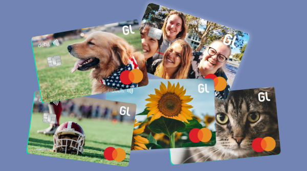 Collage of custom debit cards.