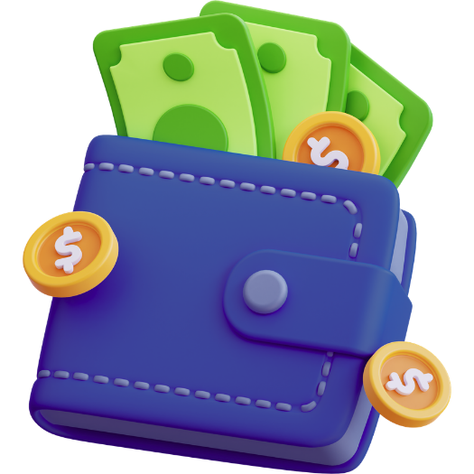 3D Icon of A Wallet with Money