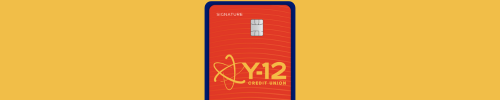 Horizontal banner of the Visa Signature Rewards Credit Card with a honey background.